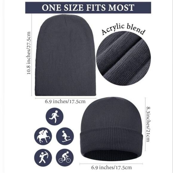 White Rib Knit Acrylic Lightweight Beanie Hat NEW - Picture 4 of 4